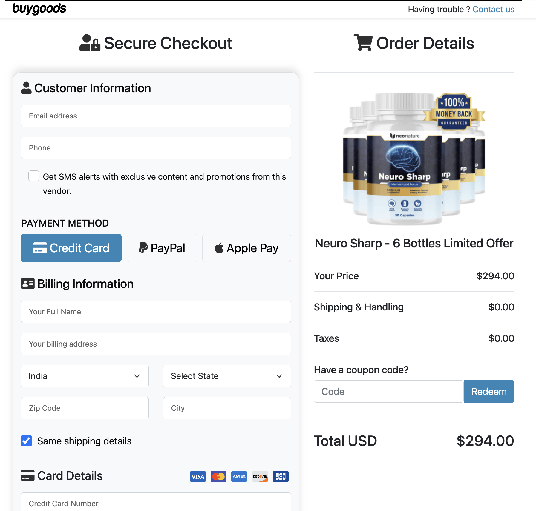 Neuro Sharp neuro sharp Order Page